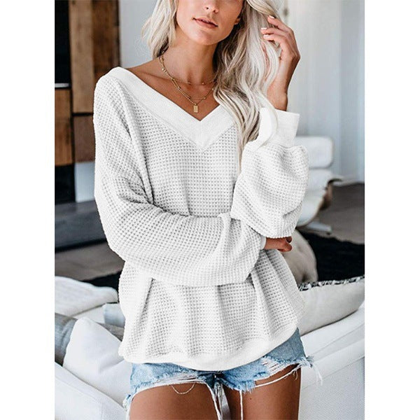 Plaid Knit V-Neck Sweater