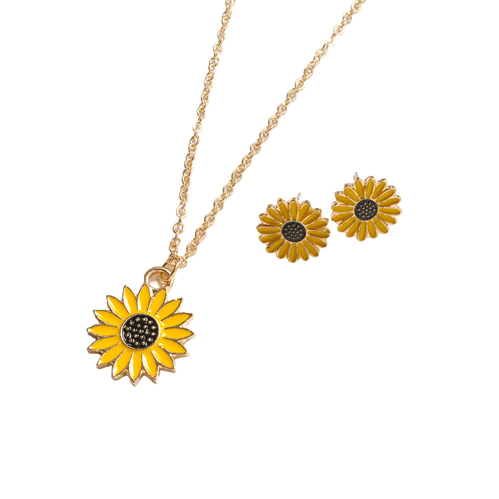 Sunflower Necklace & Earring Set