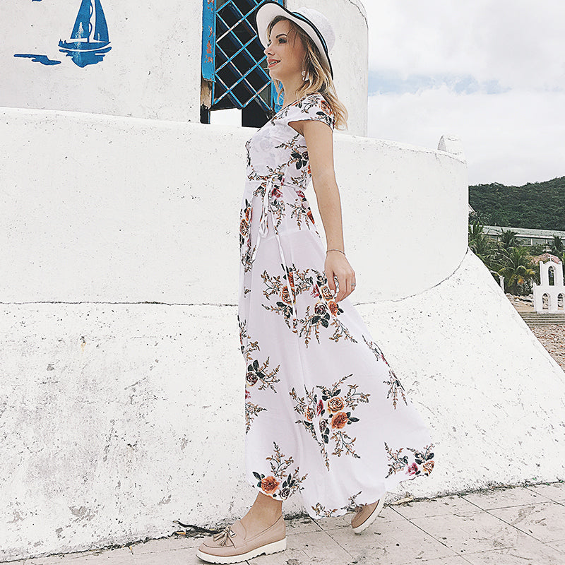 Chiffon Split Maxi Dress for Beach Wear