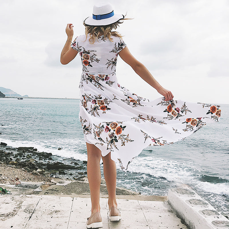 Chiffon Split Maxi Dress for Beach Wear