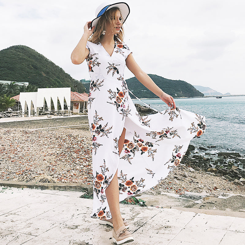 Chiffon Split Maxi Dress for Beach Wear