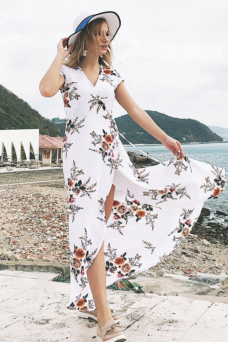 Chiffon Split Maxi Dress for Beach Wear