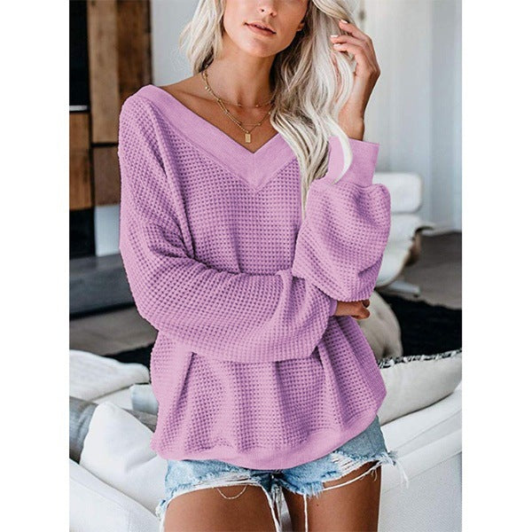 Plaid Knit V-Neck Sweater