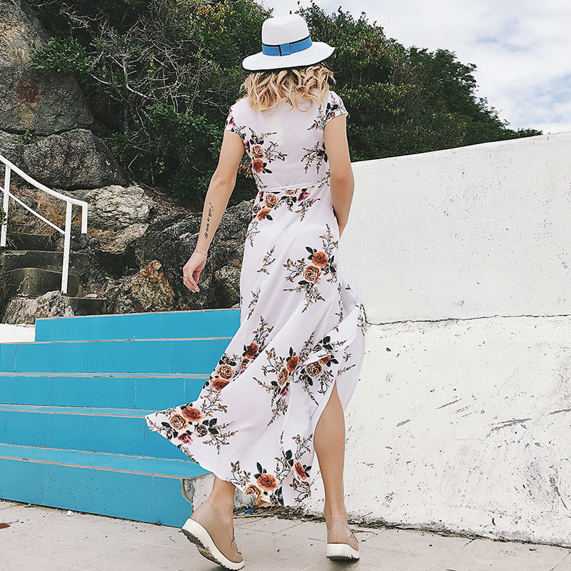 Chiffon Split Maxi Dress for Beach Wear