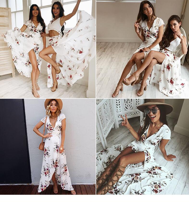 Chiffon Split Maxi Dress for Beach Wear